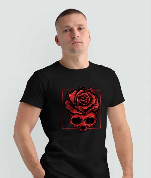 Мъжка тениска с щампа Готика Rose skull - TShirtArtShop.com